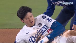 Shohei Ohtani hurt his shoulder sliding into 2nd base [upl. by Esinej]