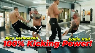 Rico Verhoeven kicks Eddie Hall With 100 Power [upl. by Rheinlander]