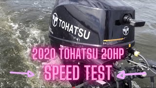 Tohatsu  Mercury 20HP Top Speed Test on Lowe 1448M [upl. by Einrae]