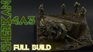 SHERMAN M4A3 76W  full build of legendary USA tank stuck in mud and water in 135 [upl. by Zere]