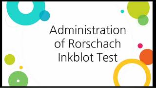 Administration of Rorschach Inkblot Test in UrduHindi [upl. by Nivla905]