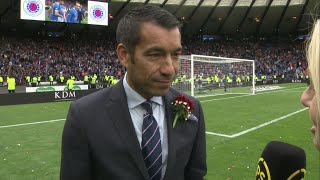 Rangers manager Giovanni van Bronckhorst interviewed after winning Scottish Cup [upl. by Eelsnia30]