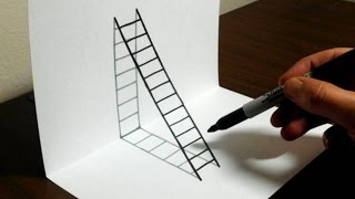 How to Draw a 3D Ladder  Trick Art For Kids [upl. by Suiravad705]