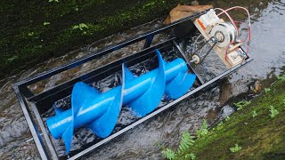 Mini hydroelectric with screw turbine system Free electrical energy science project [upl. by Acysej]