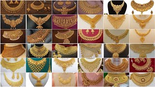 Top 100 Gold necklace designs 2022 gold necklace set designs🎀gold goldjewellery necklace new [upl. by Mairhpe]