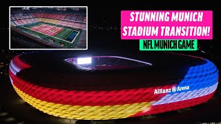 INCREDIBLE Timelapse of Allianz Arena from ⚽ to 🏈  NFL UK amp Ireland [upl. by Airdnazxela]