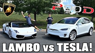 Tesla Model X P90D vs Lamborghini Drag RACE Shocking Results [upl. by Brandy]