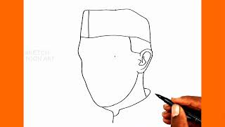 Jawaharlal Nehru drawing outline easy  Childrens day drawing easy  How to draw Nehruji drawing [upl. by Akinor]