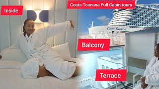 COSTA TOSCANA CABINROOM TOURS INSIDE OCEANVIEW AND BALCONY [upl. by Kcolttam]