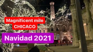 Caminando por la Magnificent Mile en Chicago Navidad 2021 [upl. by Francene]