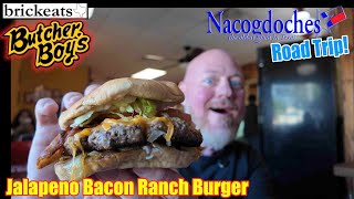 Butcher Boys  REVIEW Road Trip thru Nacogdoches TX Jalapeño Bacon Ranch Burger  brickeats [upl. by Stent233]