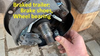 Braked trailer KNOTT replacing brake shoes wheel bearing adjusting [upl. by Akiemat]