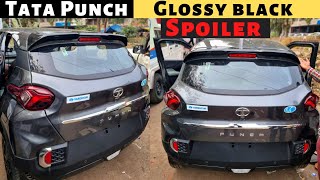 2022 Tata Punch Rear Glossy Black ABS Spoiler installation Tushargurujiibhopal 6268777684 [upl. by Ahtibbat]