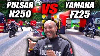 Pulsar N250🆚Yamaha Fz 25🔥Fullgass Drag Race cuarto de milla [upl. by Haberman725]