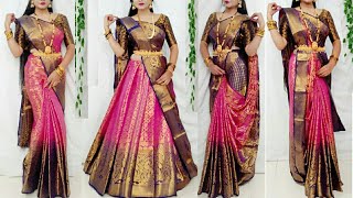 Banarasi Silk Saree Draping in 5 StylesSaree Wearing Styles to look elegantSilk saree draping idea [upl. by Hurst335]