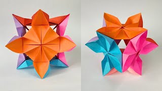 Origami FLOWER KUSUDAMA  How to make a paper kusudama [upl. by Olegnaed95]