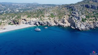 Traganou Beach Rhodes Greece  Drone 4K [upl. by Annatsirhc]