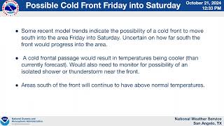 West Central Texas Weather Briefing  102124 [upl. by Hassett]