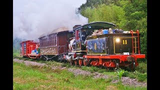 Trem Natal Rumo 2018 Maria Fumaça Locomotiva Vapor 11 ABPFPR Buzinando na PN [upl. by Ellevehs]