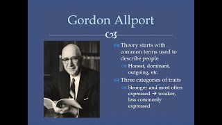 Gordon Allport Trait Theory Theories of personality lecture by Dr Anjum Ara 23 May 2021 part 1 [upl. by Werd]