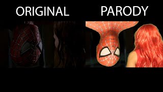 SPIDERMAN Upside Down Kiss Scene  Original Vs Parody  Side by Side Comparison [upl. by Nawud]