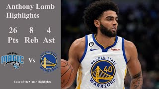 Anthony Lamb Career High 26 Points Full Highlights vs Magic  202223 NBA Highlights [upl. by Fried20]