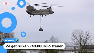 Leger helpt met helikopters dam in Maastricht maken [upl. by Aihselef]