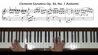 Clementi Sonatina Op 36 No 1 Andante mvt Piano Tutorial [upl. by Lotty]