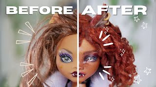 REVAMPING OLD DOLLS 🖌️ MONSTER HIGH CLAWDEEN REPAINT  relaxing Doll Repaint ooak  etellan [upl. by Eelra]