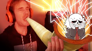 Pewdiepie playing quotUndertale  Shopquot on his Wind Horn Alphorn [upl. by Gerhardt]