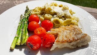 Pasta Pesto met Kabeljauw Codfish recipe 🐟 WokkingWoW MrMichael [upl. by Itirp]