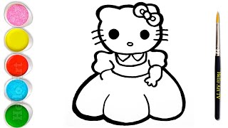 Cute Hello Kitty Drawing Painting amp Coloring For Kids and Toddlers child Art [upl. by Savart]