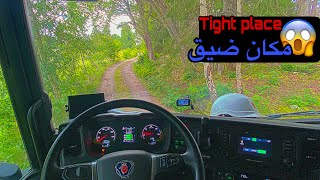 ‎قياده شاحنه سكانيا في مكان ضيقDriving Scania P280 Värmdö Sweden [upl. by Ozzie]