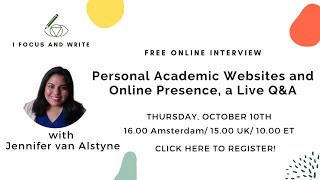 Personal Academic Websites and Online Presence a Live QampA with Jennifer van Alstyne [upl. by Htrow]