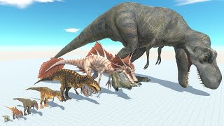 Tyrannosaurus Rex of Evolution vs ALL Dinosaurs Fights All Sharks Animal Battle Simulator ARBS [upl. by Ailaht]