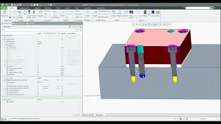 CREO Create pin holes and threaded holes in assembly [upl. by Haldes]