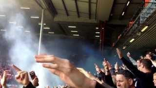 Everton fans setting off blue smoke bombs at Anfield [upl. by Kathye361]