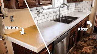 How to Install White Marble Epoxy over Tile Kitchen  Stone Coat Epoxy [upl. by Bohrer674]