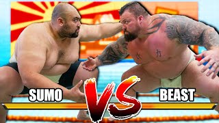 Worlds STRONGEST Man VS SUMO Champion [upl. by Ahsikin]