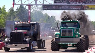 2021 Great Lakes Big Rig Challenge drag racing exhibition runs Onaway Michigan [upl. by Ayotak315]