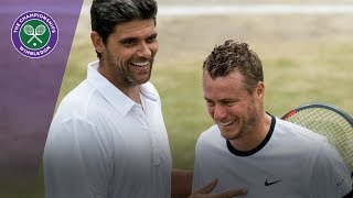 Lleyton Hewitt and Mark Philippoussis win Wimbledon 2017 invitational doubles opener [upl. by Chemash]