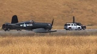 RC F4U Corsair amp Spitfire very low passes at SCCMAS air show 2013 [upl. by Emorej]