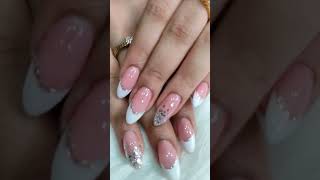 nail extension amp nail art French glitter outline is beautiful design 💅♥️ [upl. by Ahsaekal]