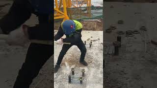 Installation process of tower crane base bolts [upl. by Husain]