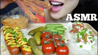 ASMR JALAPENO CHEESE SAUSAGE  PIEROGI  VEGGIES AND CHEESE DIP EATING SOUND NO TALKING  SASASMR [upl. by Mueller]