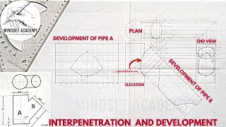 INTERPRETATION Interpenetation Curve of Intersection Development Of Pipes of Unequal Diameter [upl. by Bryce]