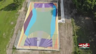 Freshly painted basketball court honors the late Native American artist Oscar Howe [upl. by Oribelle]