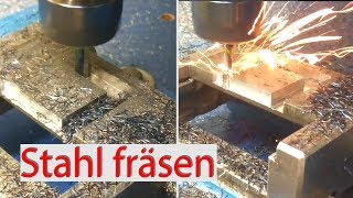 Stahl fräsen mit eigenbau CNC Fräse  Trochoidal fräsen [upl. by Nnaael853]