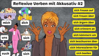 Reflexive Verben mit Akkusativ A2 German Reflexive Verbs with Prepositions and Example Sentences A2 [upl. by Turk7]