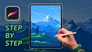 PROCREATE MOUNTAINS Easy Step by Step Drawing Tutorial [upl. by Hanni597]